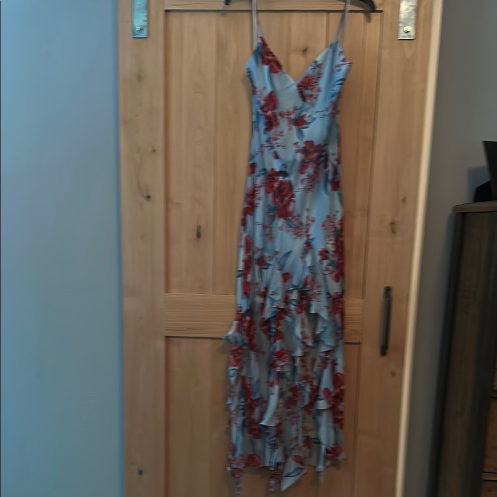 J.Crew Collection Ruffle Slip Dress – NWT! Size 4 | Blue & Red Floral - Picture 6 of 10